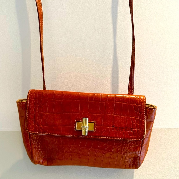 Furla Bags Vintage Furla Crossbody Bag In Cognac Embossed Croc Poshmark